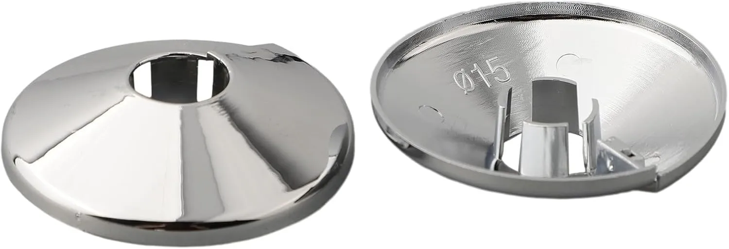 2 cubiertas de tubo de radiador y collares de tubería en efecto cromado de 15 mm x 200 mm, fundas de tubo de radiador para baño,