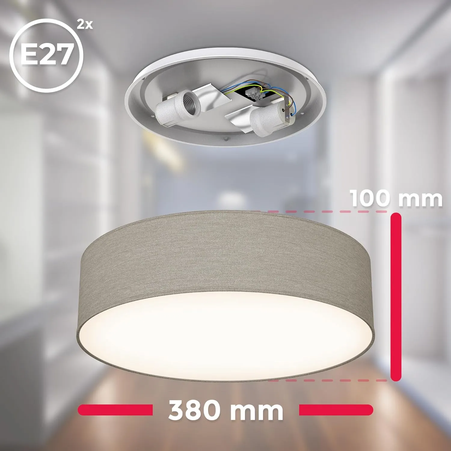 B.K.Licht I Lámpara de techo de 2 llamas 12W I orientable I 3000K blanco cálido I negro I 1300 lúmenes I plafón