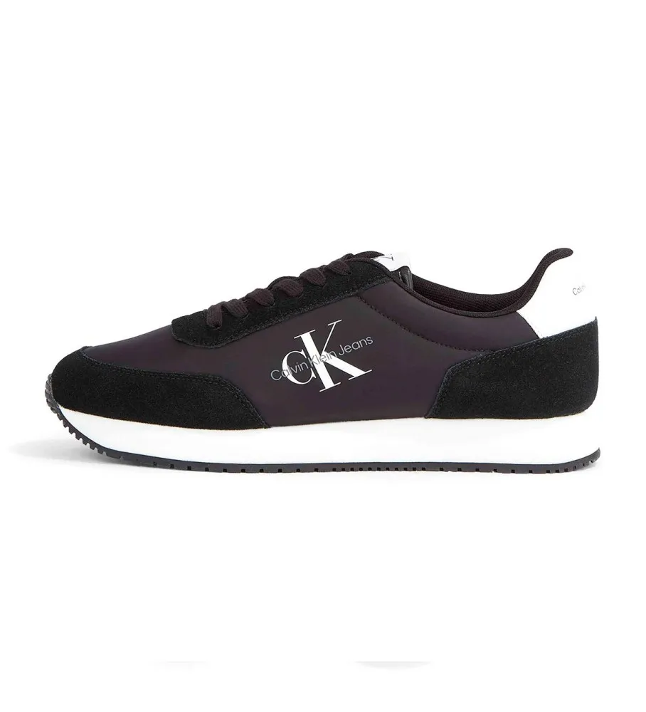 Black Mono Retro Runner Sneakers.