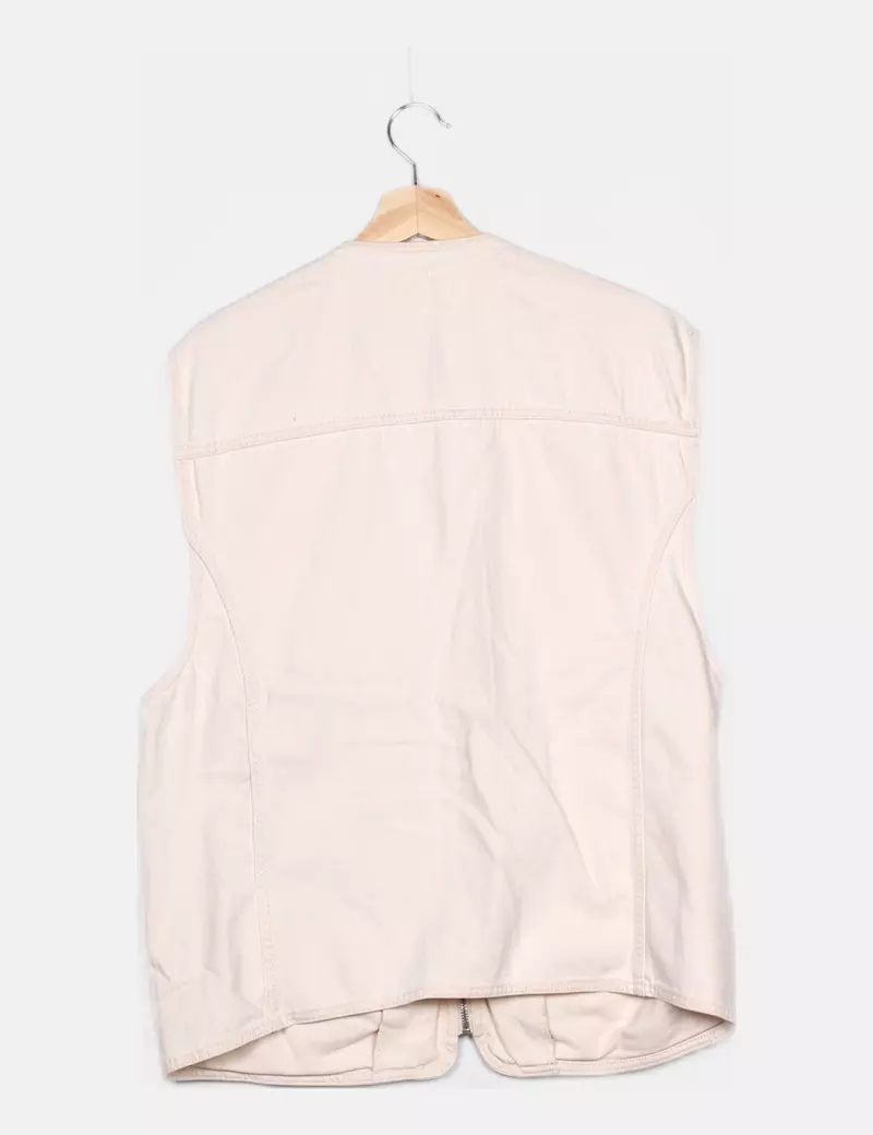 Denim Beige Vest with Pockets by Bershka