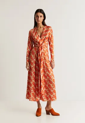 Ethnic midi dress with knot detail.