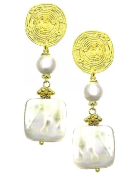 Gold Dangle Earrings with Pearl Accents for Women