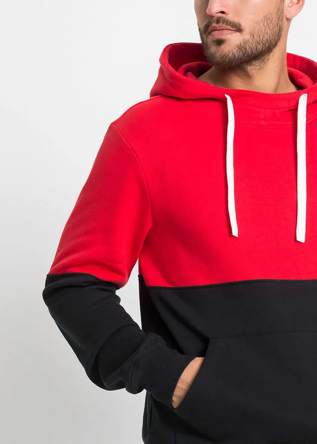 Hooded Slim Fit Sweatshirt Black-Red Print