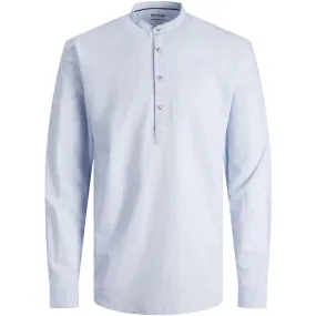 JWHSUMMER Blue Cashmere Half Placket Shirt Long Sleeve Size 24