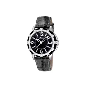 Lotus women's watch with black dial and leather strap model 15745/4