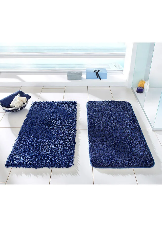 Navy Blue Long Pile Bath Mat