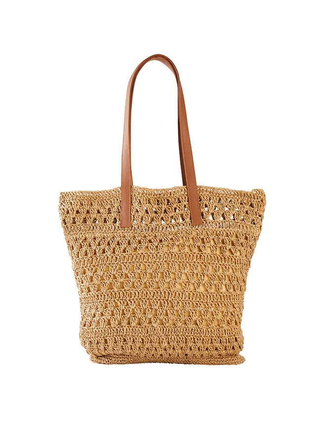 Neutral tan/bronze shopper bag
