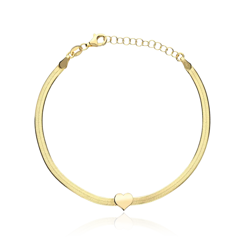 Sterling Silver Bracelet with 18k Gold Plating Heart