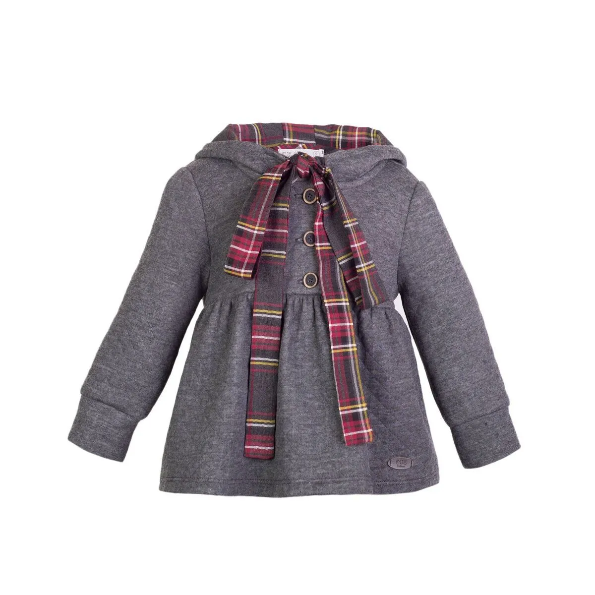 Sudadera Gris Capucha Cuadros Tartán Eve Children